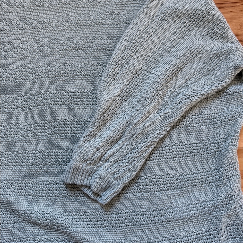 Tahari 100% Linen Knit Sweater Sage Lightweight Dolman Sleeve Crew Sweater Small - Picture 6 of 7